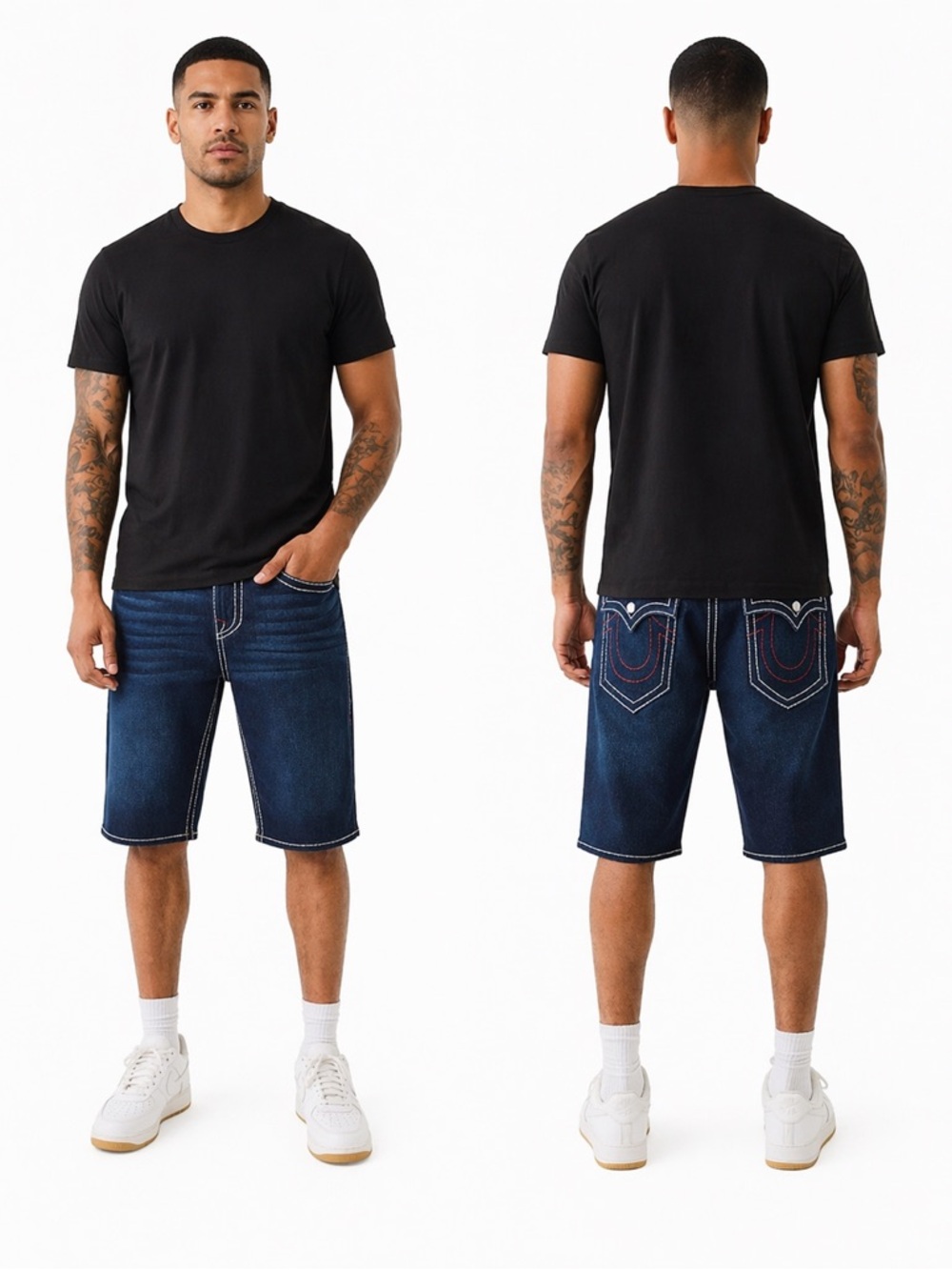 True Religion Ricky Big T Flap Shorts Dark Migration Wash SZ 30